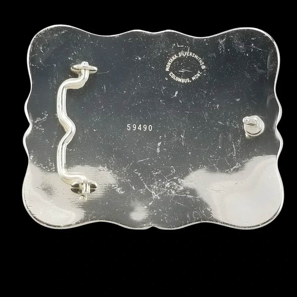 Montana Silversmiths Western Lone Star Belt Buckle Silver Tone Gold Star Texas - Picture 6 of 11